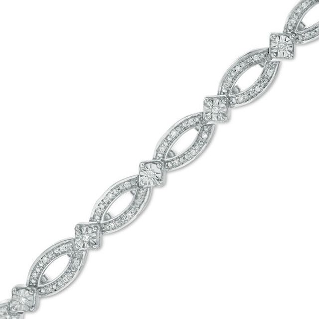 1/5 CT. T.w. Diamond Open Marquise Link Bracelet in Sterling Silver - 7.25"