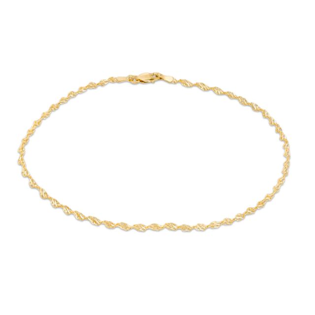 2.1mm Dorica Singapore Chain Anklet in 14K Gold - 10"