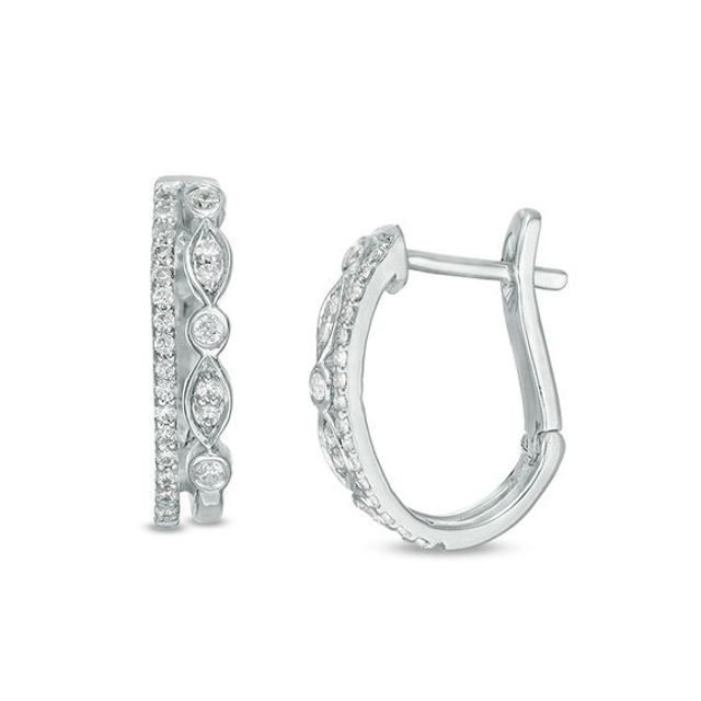 1/4 CT. T.w. Diamond Double Hoop Earrings in 10K White Gold