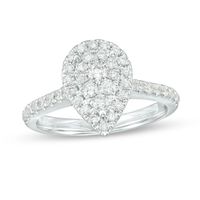 3/4 CT. T.w. Composite Diamond Pear-Shaped Frame Engagement Ring in 10K White Gold