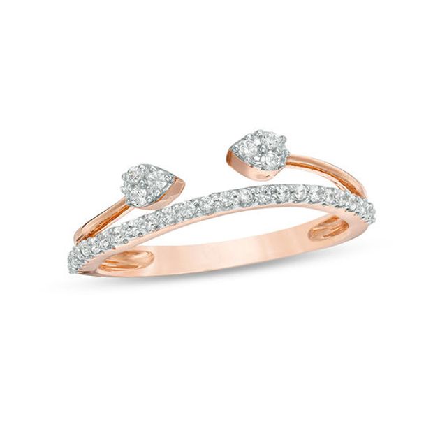 1/5 CT. T.w. Diamond Pear-Shaped Wave Ring in 10K Rose Gold