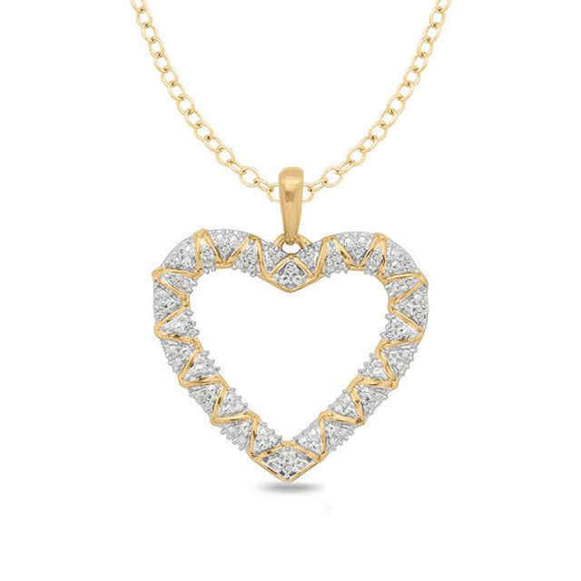 1/20 CT. T.w. Diamond Zig-Zag Heart Pendant in Sterling Silver with 14K Gold Plate