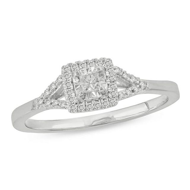 1/6 CT. T.w. Princess-Cut Diamond Frame Promise Ring in Sterling Silver