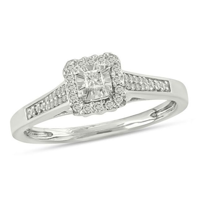 1/6 CT. T.w. Princess-Cut Diamond Frame Promise Ring in Sterling Silver