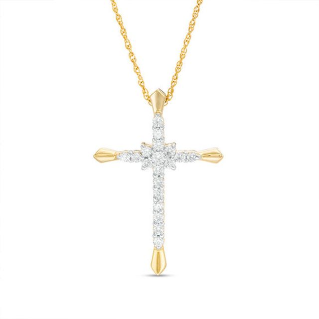 1/3 CT. T.w. Diamond Cross Pendant in 10K Gold