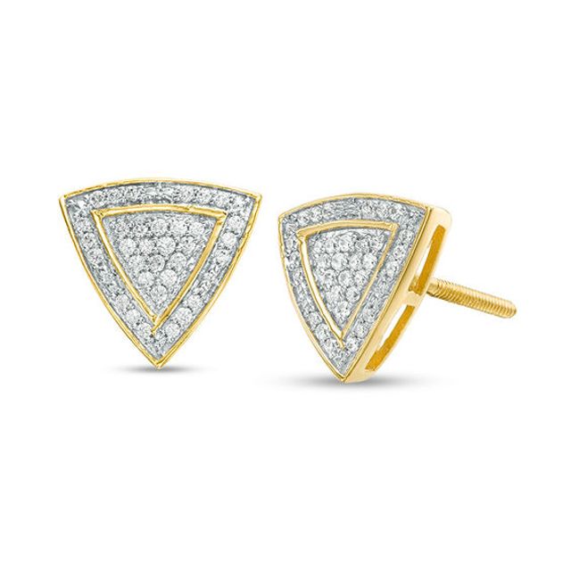 1/5 CT. T.w. Triangle Composite Diamond PavÃ© Frame Stud Earrings in Sterling Silver with 14K Gold Plate