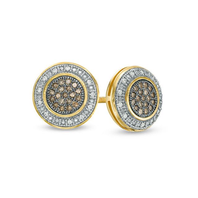 1/4 CT. T.w. Champagne and White Composite Diamond Frame Stud Earrings in 10K Gold