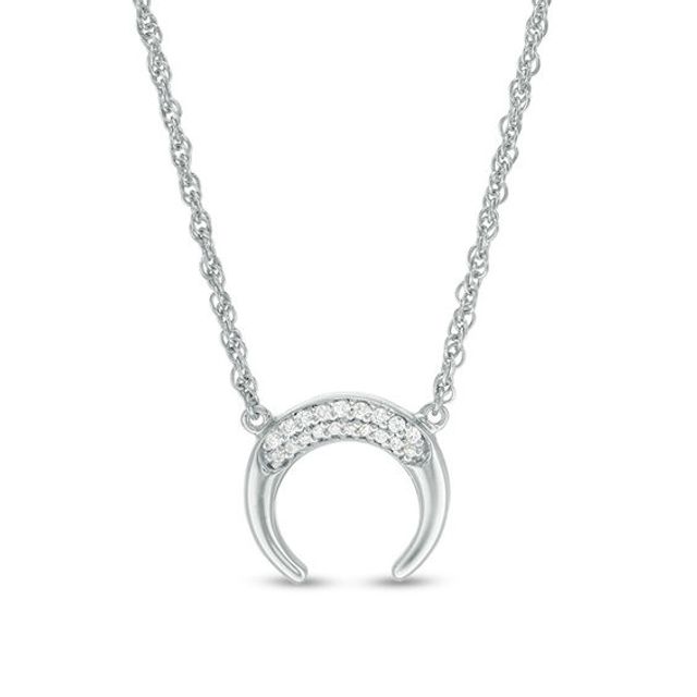 1/15 CT. T.w. Diamond Crescent Moon Necklace in Sterling Silver