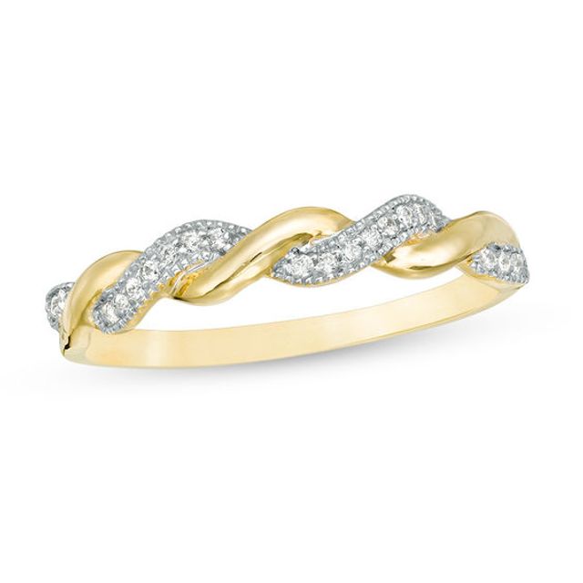 1/10 CT. T.w. Diamond Twist Vintage-Style Band in 10K Gold