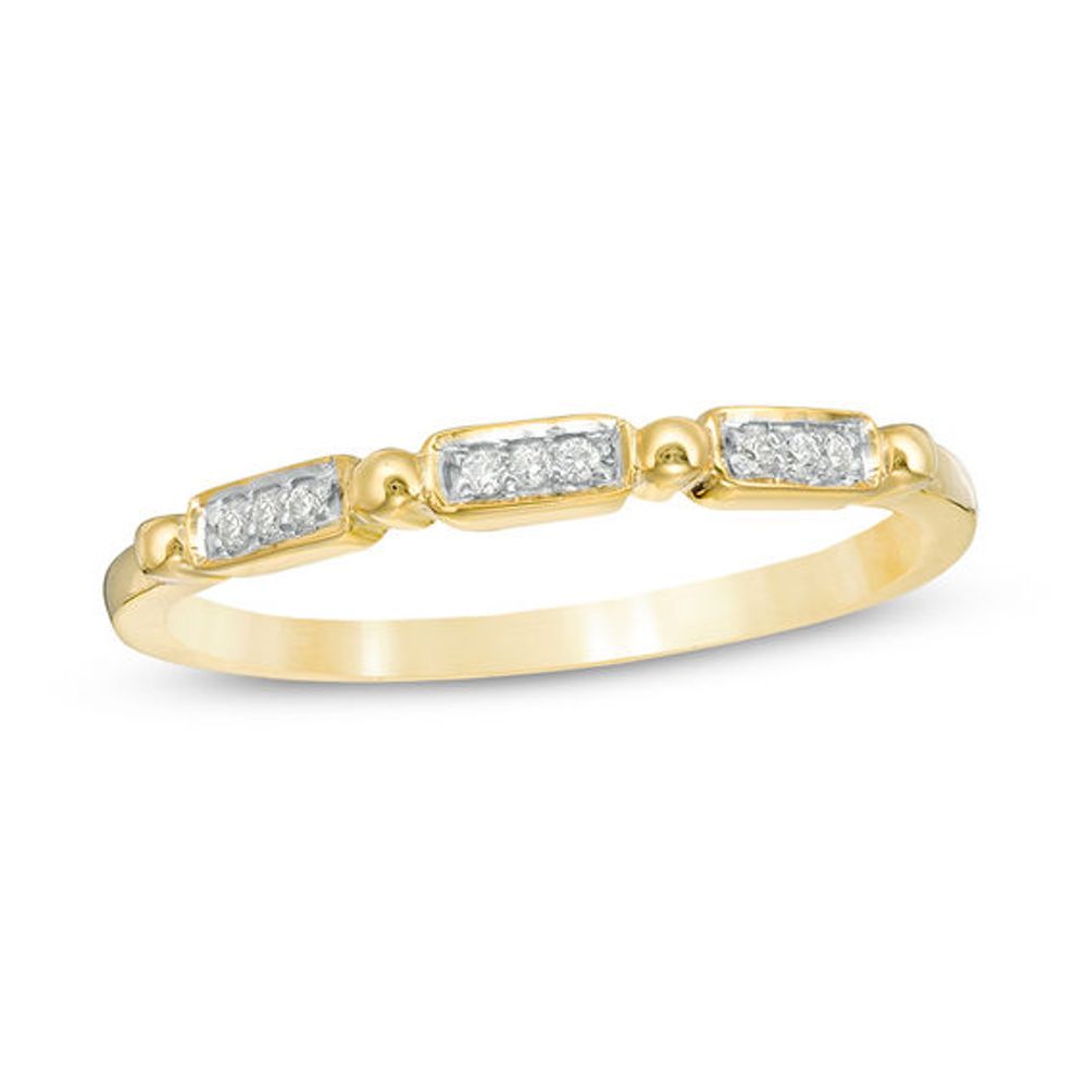 1/20 CT. T.w. Diamond Alternating Rectangle and Beaded Band in 10K Gold