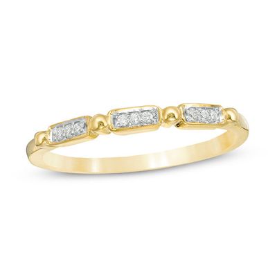 1/20 CT. T.w. Diamond Alternating Rectangle and Beaded Band in 10K Gold