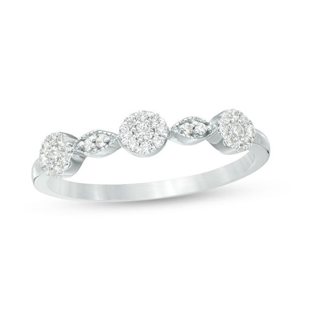 1/5 CT. T.w. Diamond Alternating Marquise and Circle Band in 10K White Gold