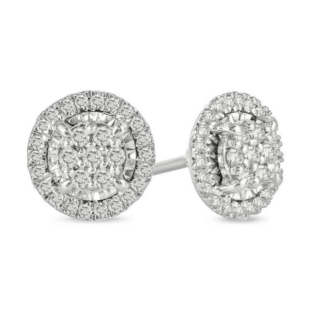 1/5 CT. T.w. Composite Diamond Frame Stud Earrings in 10K White Gold