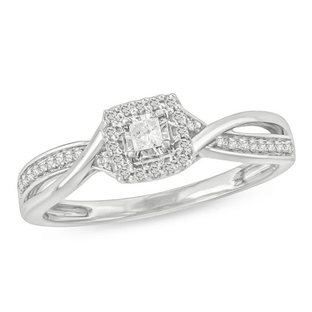 1/8 CT. T.w. Princess-Cut Diamond Frame Twist Promise Ring in Sterling Silver