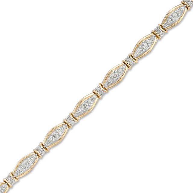 2 CT. T.w. Diamond Alternating Links Bracelet in 10K Gold