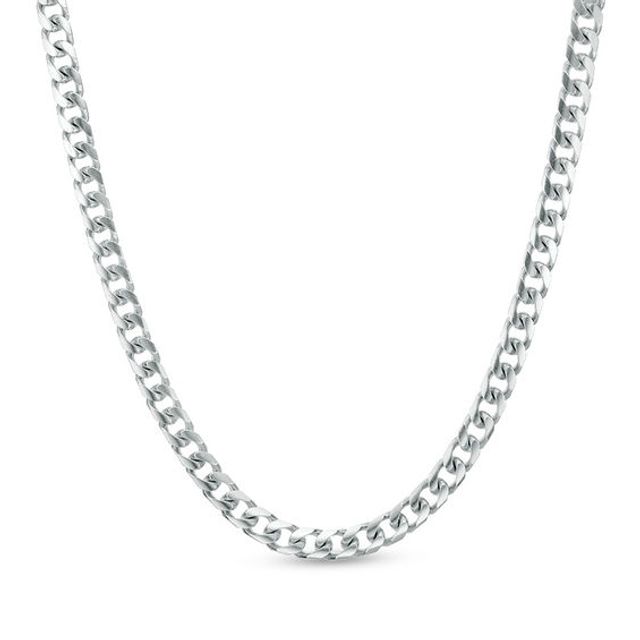 Men's 5.0mm Cuban Curb Chain Necklace in Solid 14K White Gold - 20"