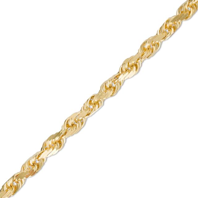 5.0mm Glitter Rope Chain Bracelet in Solid 14K Gold - 8.0"