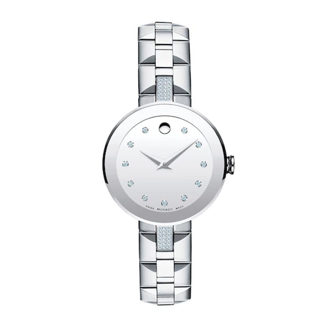 Ladies' Movado Sapphireâ¢ 1/5 CT. T.w. Diamond Watch with Silver-Tone Dial (Model: 0607193)