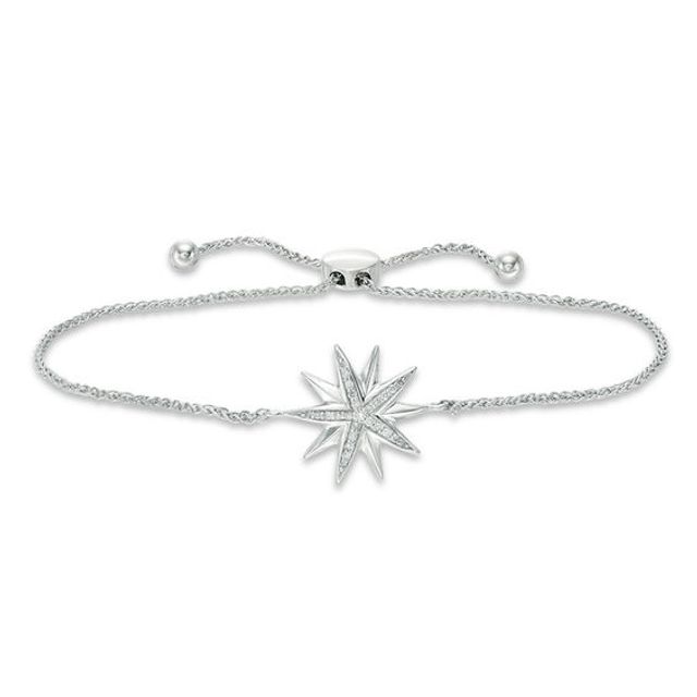 1/10 CT. T.w. Diamond Starburst Bolo Bracelet in Sterling Silver - 9.5"