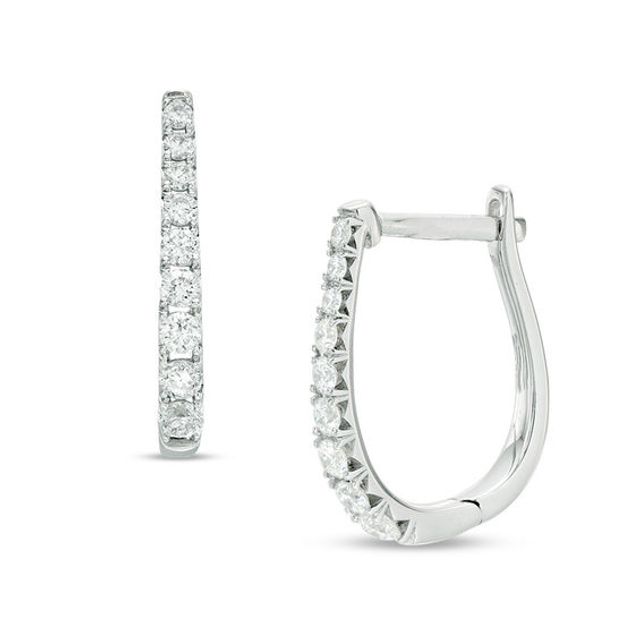 1/4 CT. T.w. Certified Diamond Hoop Earrings in 14K White Gold (H/I1)