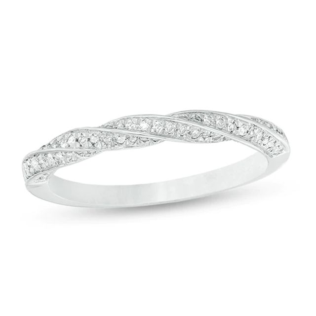 1/5 CT. T.w. Diamond Twist Wedding Band in 10K White Gold