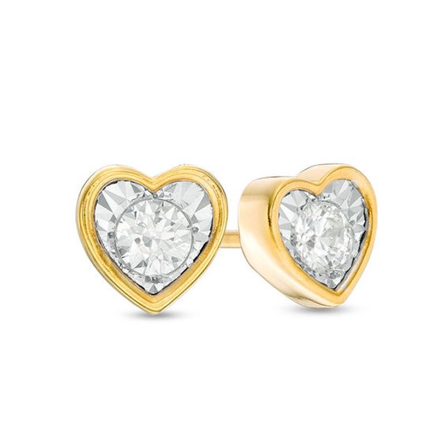 1/6 CT. T.w. Diamond Solitaire Heart-Shaped Stud Earrings in 10K Gold