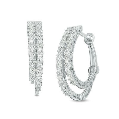 1 CT. T.w. Diamond Staggered Inside-Out Hoop Earrings in 10K White Gold