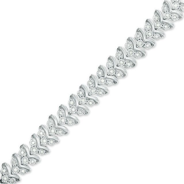 1 CT. T.w. Diamond Three Stone Chevron Bracelet in Sterling Silver - 7.5"