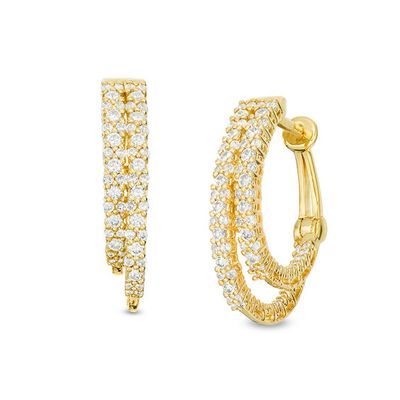 1 CT. T.w. Diamond Staggered Inside-Out Hoop Earrings in 10K Gold