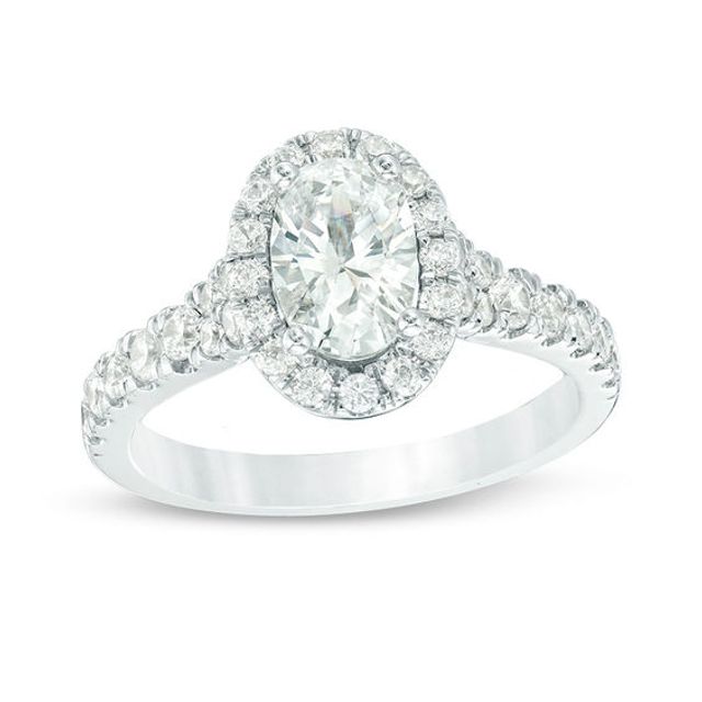 Love's Destiny by Zales 1-3/4 CT. T.w. Certified Oval Diamond Frame Engagement Ring in 14K White Gold (I/Si2)