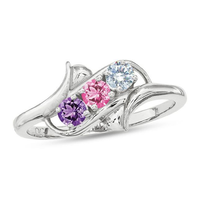 Mother's Wavy Birthstone Ring (1-5 Stones)