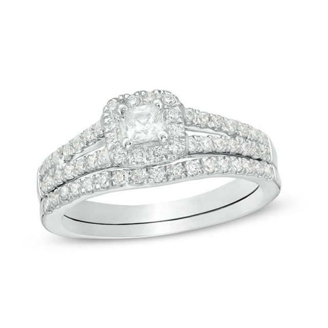 1/2 CT. T.w. Princess-Cut Diamond Frame Bridal Set in 10K White Gold