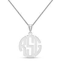 Circular Block Monogram Pendant (3 Initials)