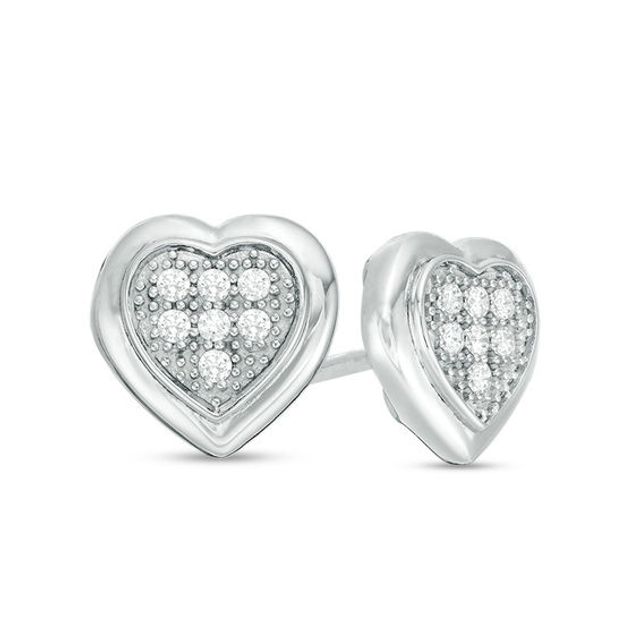 1/5 CT. T.w. Composite Diamond Heart-Shaped Stud Earrings in Sterling Silver