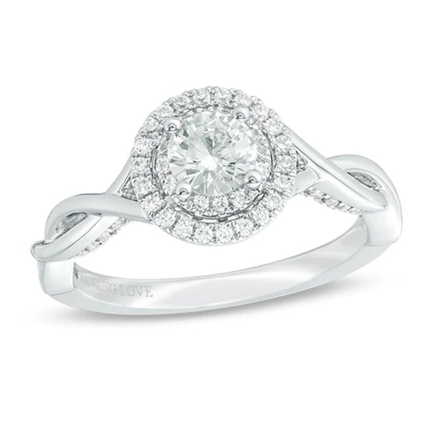 Vera Wang Love Collection 3/4 CT. T.w. Diamond Double Frame Twist Engagement Ring in 14K White Gold