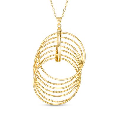 Made in Italy Diamond-Cut and Polished Circles Pendant in 14K Gold - 30"