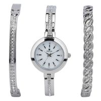 Ladies' Croton Crystal Accent Watch and Bracelet Boxed Set (Model: Cn207596Ssmp)