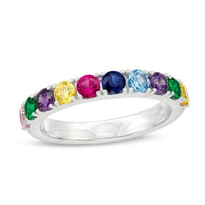 Mother's 3.0mm Birthstone Eternity-Style Ring (3-12 Stones)