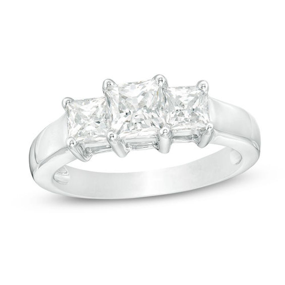 1-1/2 CT. T.w. Princess-Cut Diamond Three Stone Engagement Ring in 14K White Gold