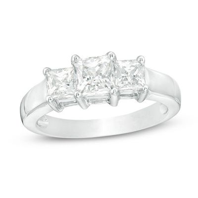 1-1/2 CT. T.w. Princess-Cut Diamond Three Stone Engagement Ring in 14K White Gold