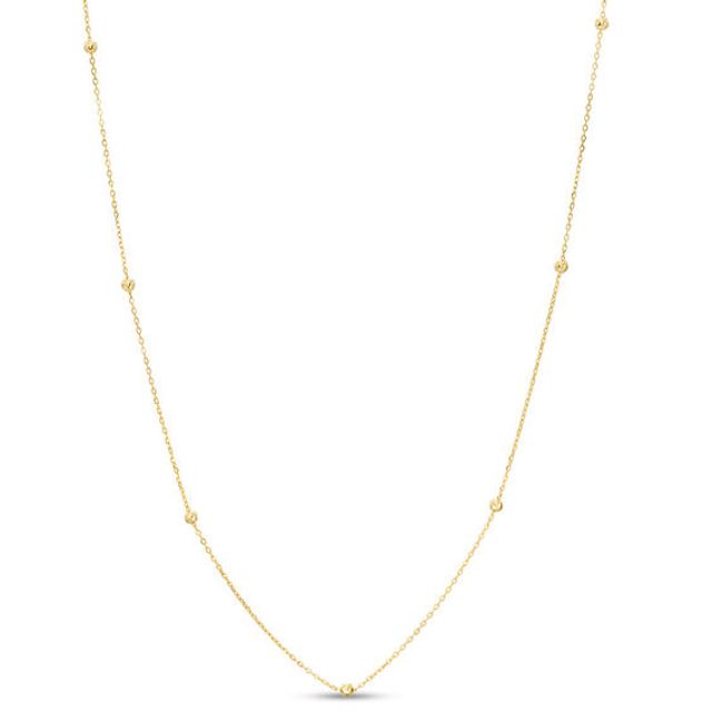 Made in Italy Triple Bead Station Necklace in 14K Gold - 16"