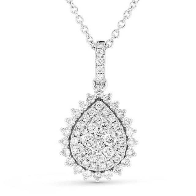 1-1/10 CT. T.w. Composite Diamond Teardrop Frame Pendant in 18K White Gold (G/Si2)