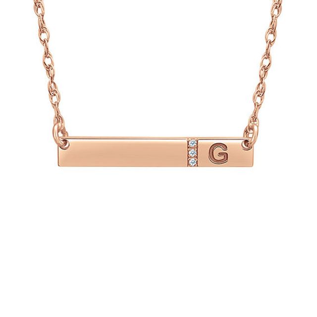 Diamond Accent Engravable Bar Initial Necklace (1 Initial)