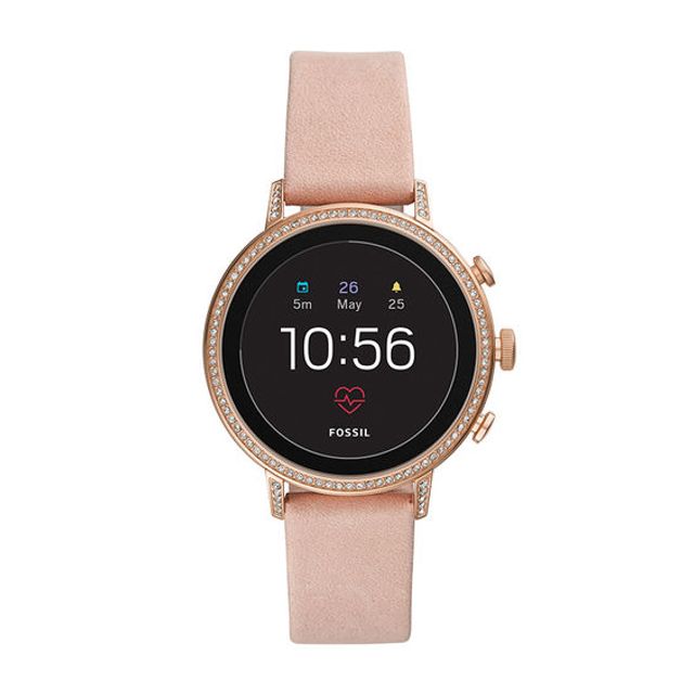Ladies' Fossil Q Venture HR Crystal Accent Rose-Tone Strap Gen 4 Smart Watch with Black Dial (Model: Ftw6015)