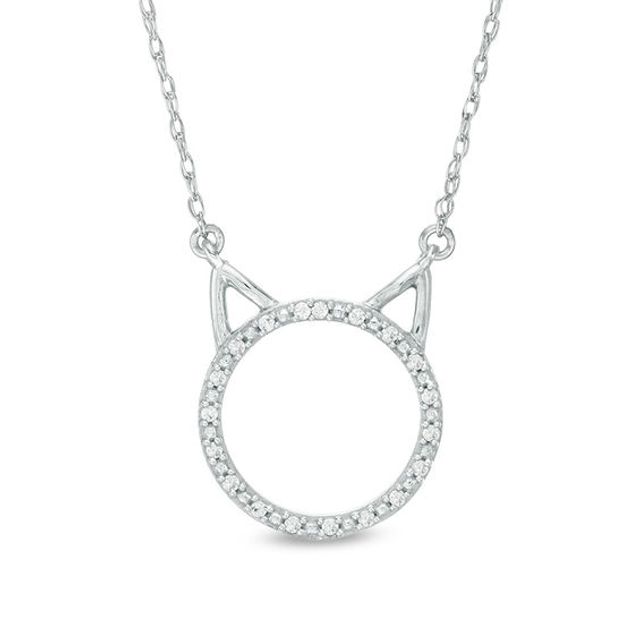 1/20 CT. T.w. Diamond Cat Necklace in 10K White Gold