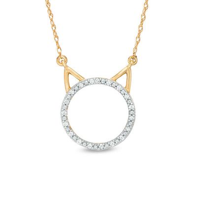 1/20 CT. T.w. Diamond Cat Necklace in 10K Gold