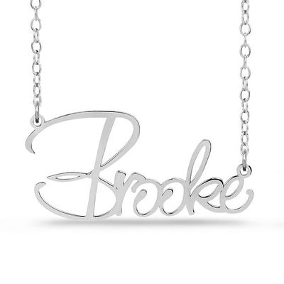 Narrow Script Name Necklace in Sterling Silver (1 Line)