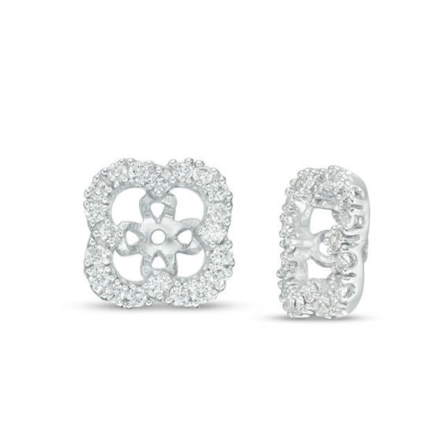 1/2 CT. T.w. Diamond Clover Frame Earring Jackets in 14K White Gold