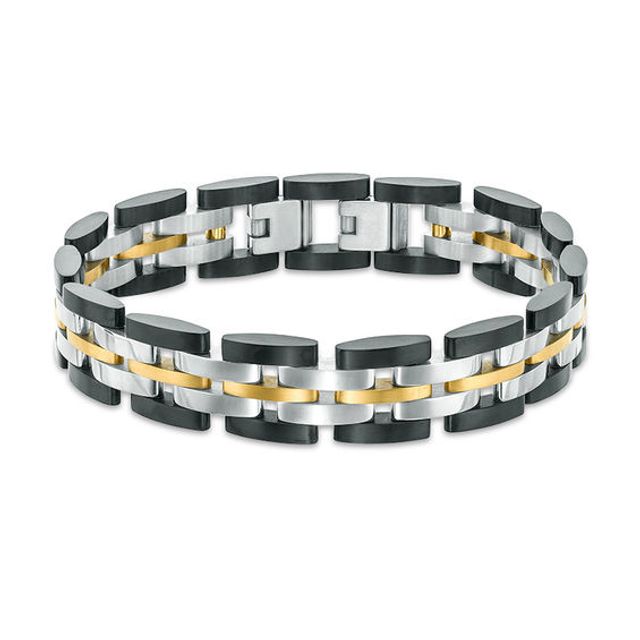 Men's 14.0mm Link Bracelet in Tri-Tone Stainless Steel - 8.5"