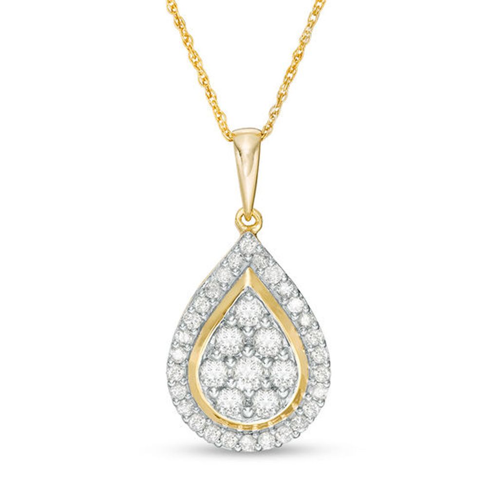 1 CT. T.w. Composite Diamond Teardrop Frame Pendant in 10K Gold